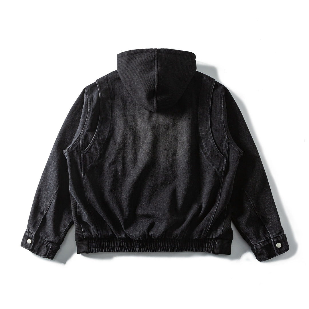 Unisex hooded jacket in boxy cut with full zipper and utility pockets Mune Fashion
