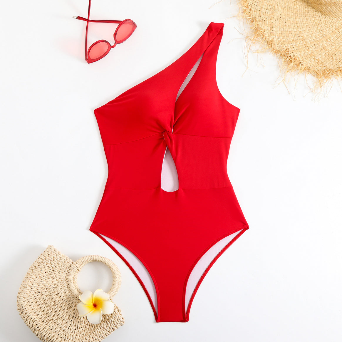 Ladies one-sided swimsuit with fashionable knot design Mune Fashion
