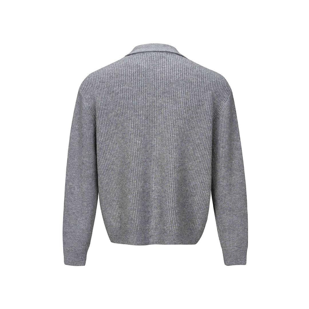 Men's Structured Knit Cardigan with Shirt Collar and Full Button Placket Mune Fashion
