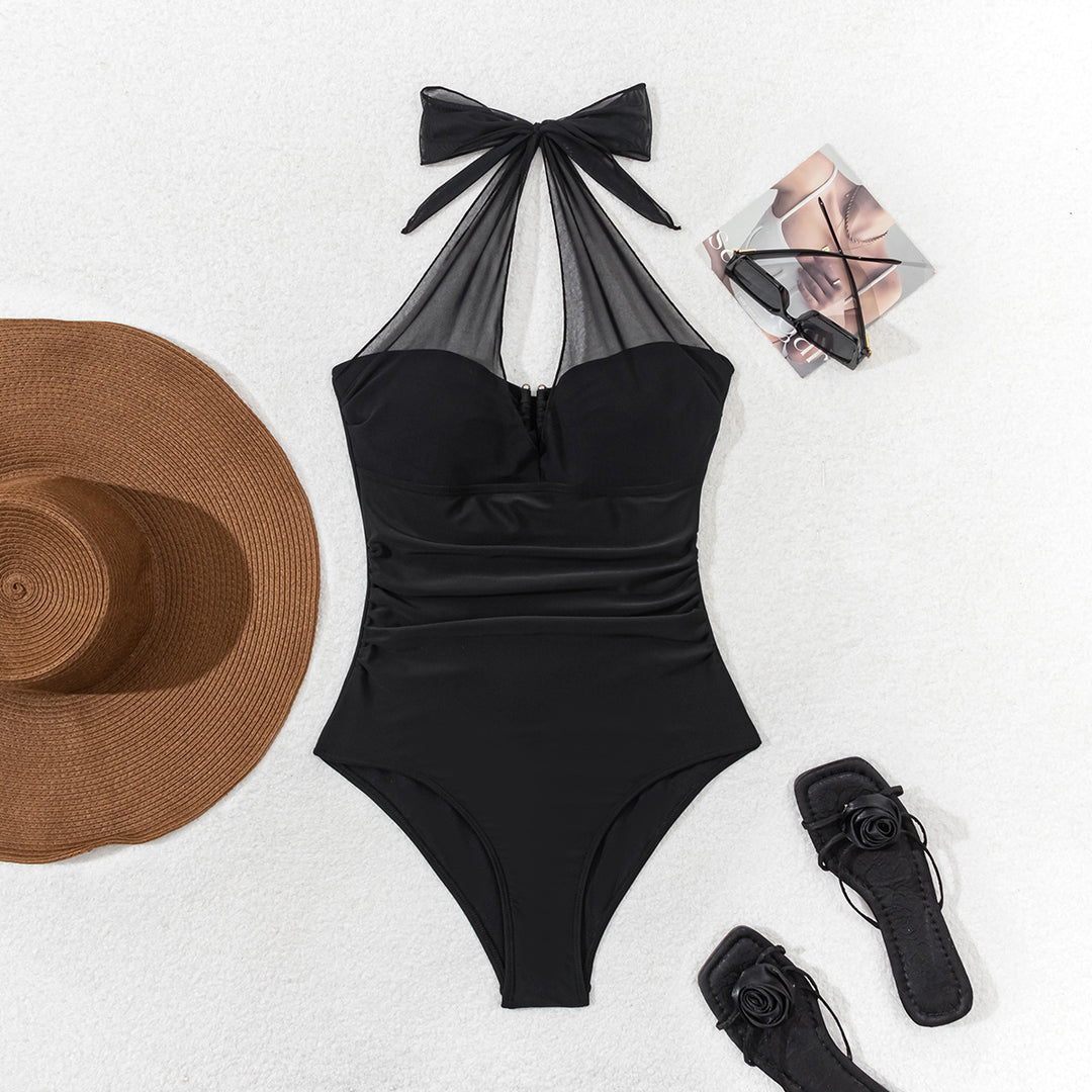 Women's Sporty Swimsuit with Ruching and Halter-Design Mune Fashion