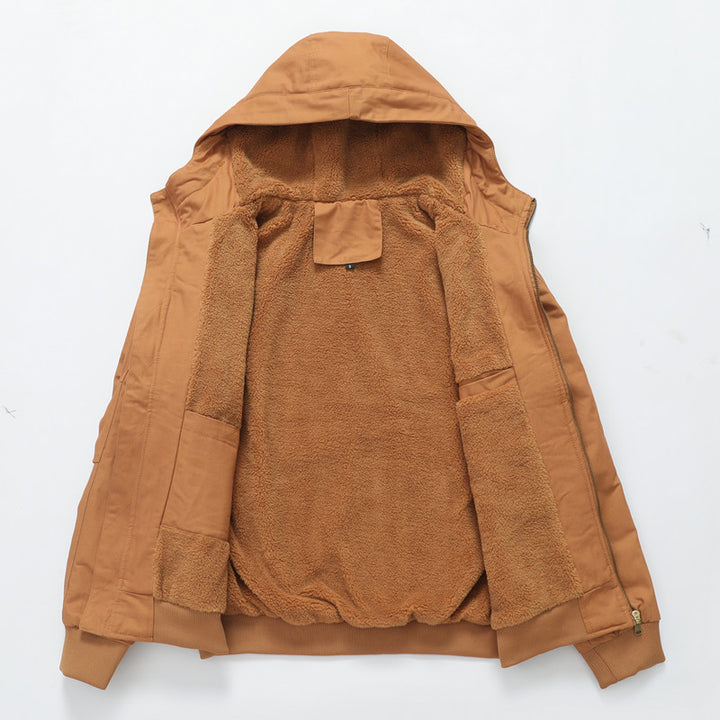 Men's hooded jacket with Sherpa lining and canvas outer material Mune Fashion
