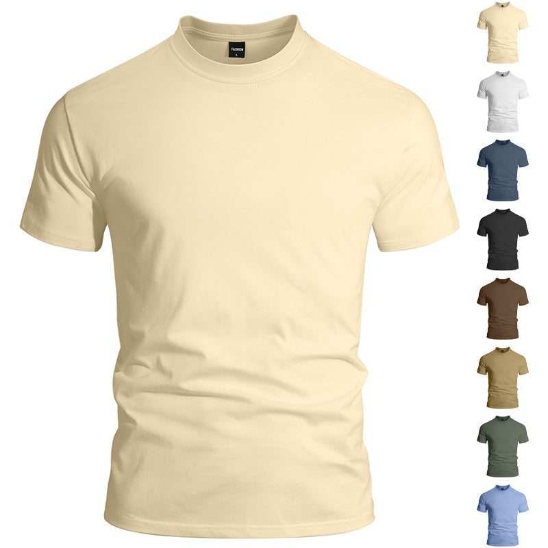 Men's close-fitting round neck basic shirt made of single jersey with reinforced neckband Mune Fashion
