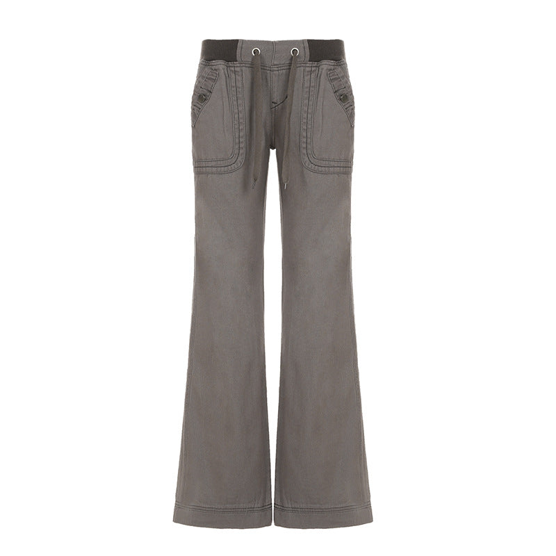 Women's nan high waist flared trousers with wide leg, high waist and belt loops Mune Fashion
