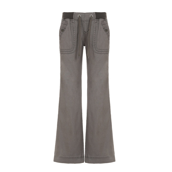 Women's nan high waist flared trousers with wide leg, high waist and belt loops Mune Fashion