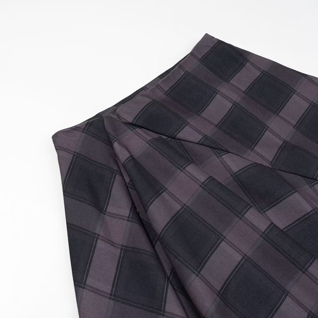 Women A-Line Midi Skirt with Graphic Check Pattern Mune Fashion