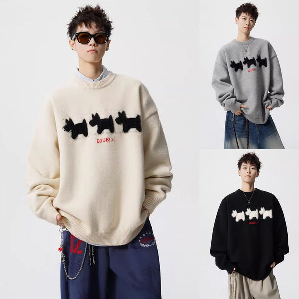 Unisex Playful chunky knit sweater with animal motif Mune Fashion