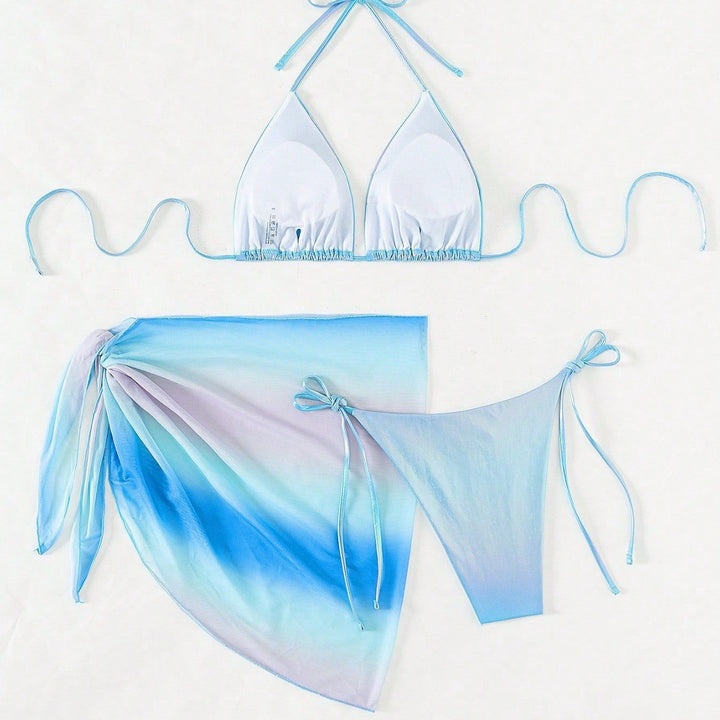 Women Triangle Bikini with playful wrap skirt Mune Fashion
