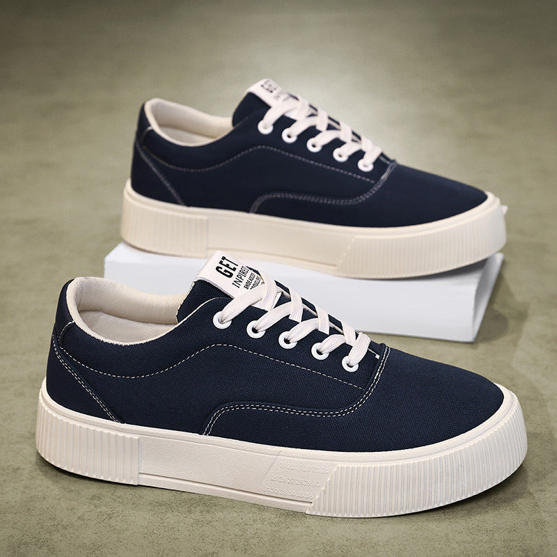 Unisex Light Canvas Low-Top Sneakers with Thick Platform Rubber Sole Mune Fashion