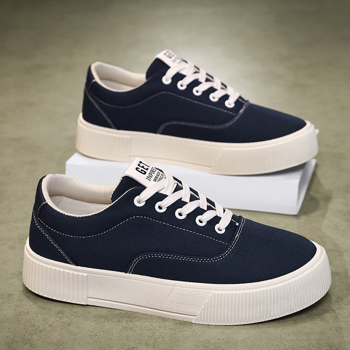 Unisex Light Canvas Low-Top Sneakers with Thick Platform Rubber Sole Mune Fashion