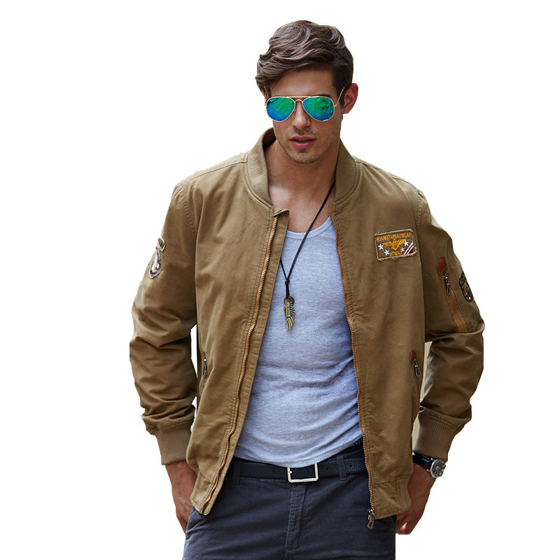 Men's Hooded Canvas Jacket in Military Utility Style with Camouflage Cuff and Ribbed Hem Mune Fashion