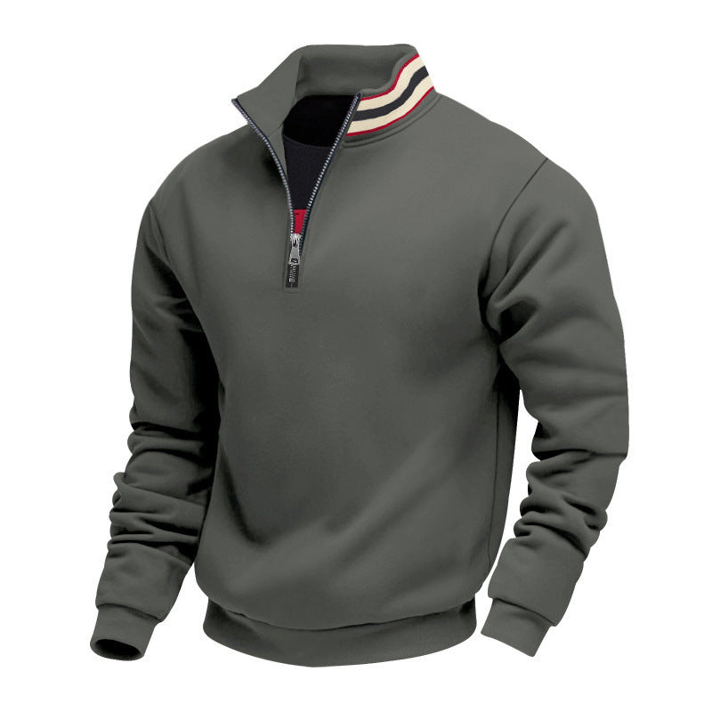 Men's half-zip sweatshirt with sporty ring collar and soft fleece inner lining Mune Fashion