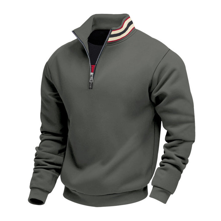 Men's half-zip sweatshirt with sporty ring collar and soft fleece inner lining Mune Fashion