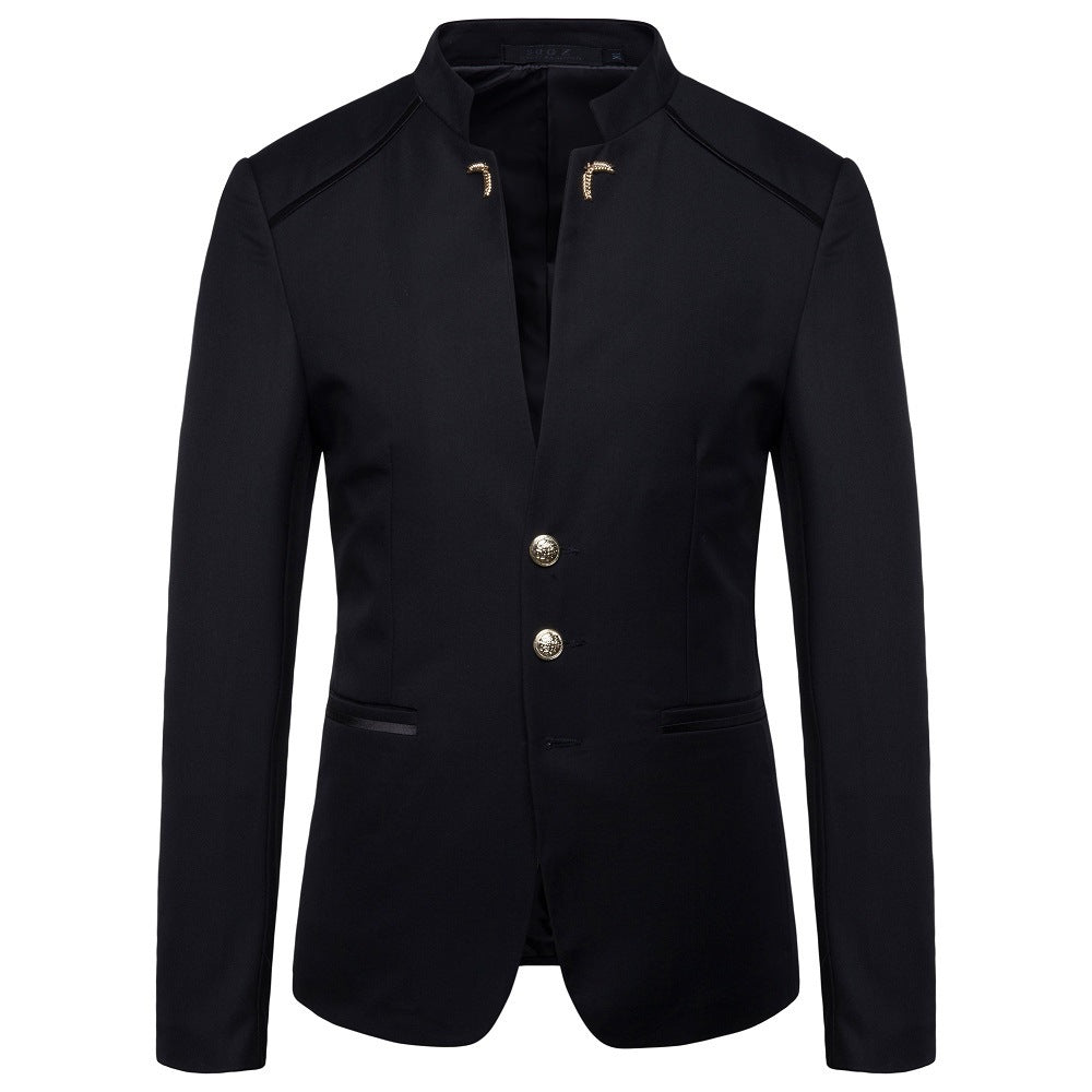 Men's slim-fit jacket with stand-up collar and decorative buttons Mune Fashion