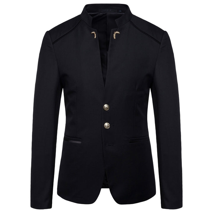 Men's slim-fit jacket with stand-up collar and decorative buttons Mune Fashion