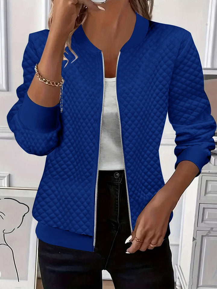 Ladies quilted bomber jacket with zipper and ribbed cuffs Mune Fashion