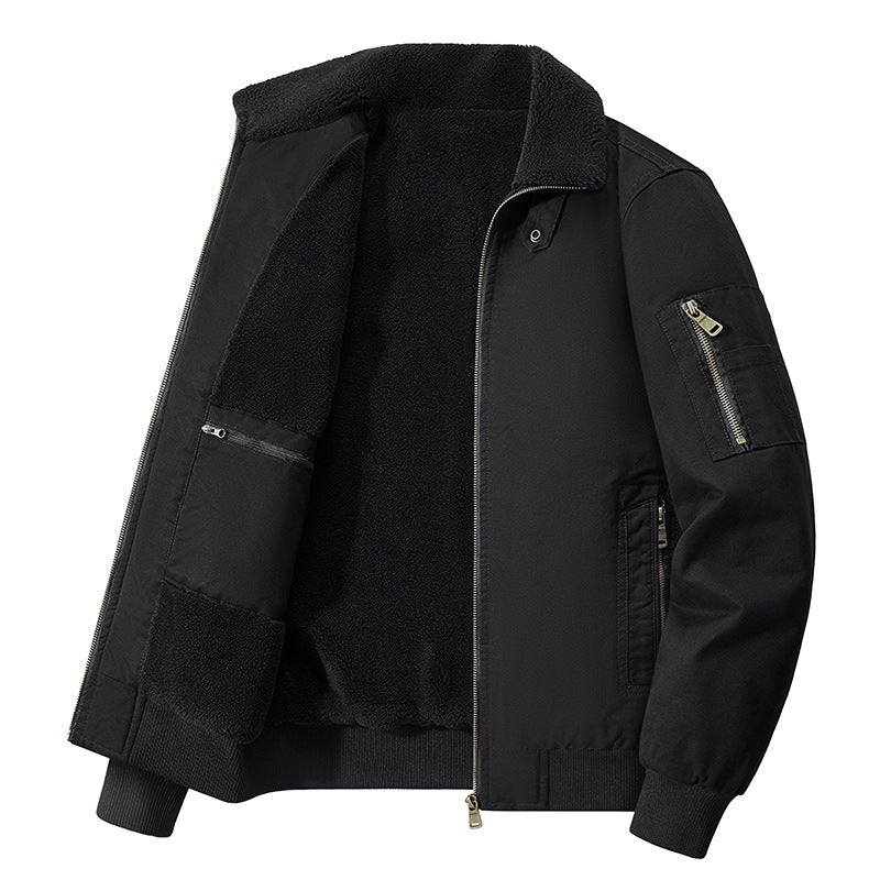 Men's  thermal sherpa-lined utility bomber jacket with inner zip stash pocket Mune Fashion