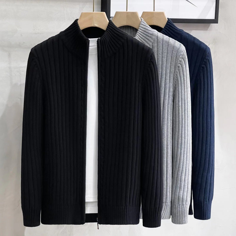 Men's Fashion Ribbed Knit Sweater with High Collar Mune Fashion
