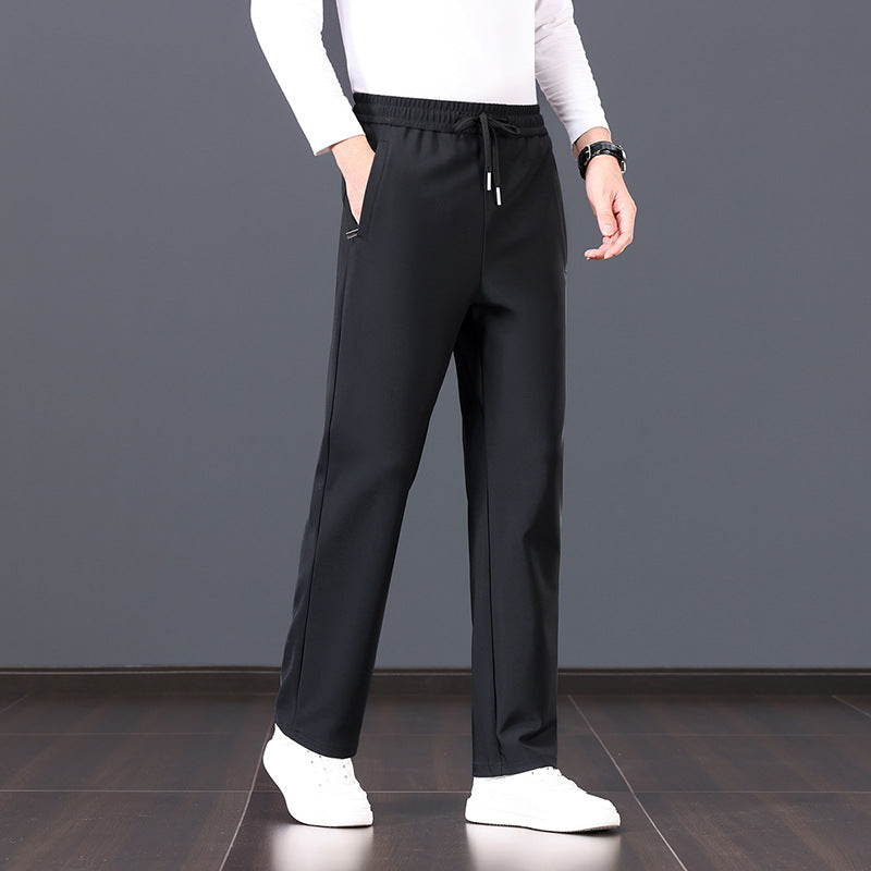 Men's elastic leisure pants with drawstring, straight leg and concealed zip pockets Mune Fashion
