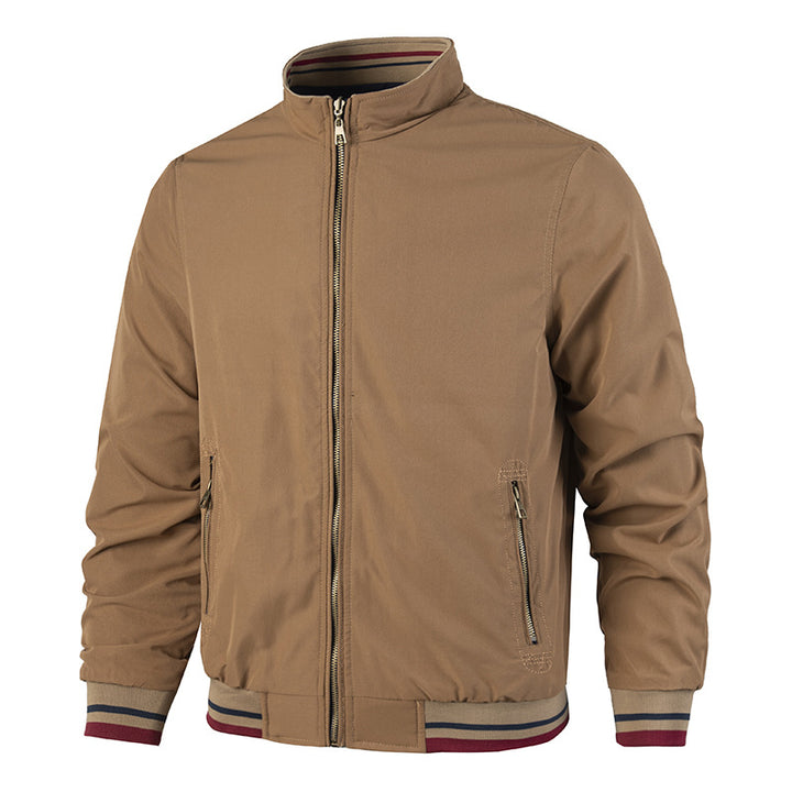 Men's Lightweight Bomber Jacket with Stand-Up Collar, Zipper Pockets & Ribbed Cuffs Mune Fashion
