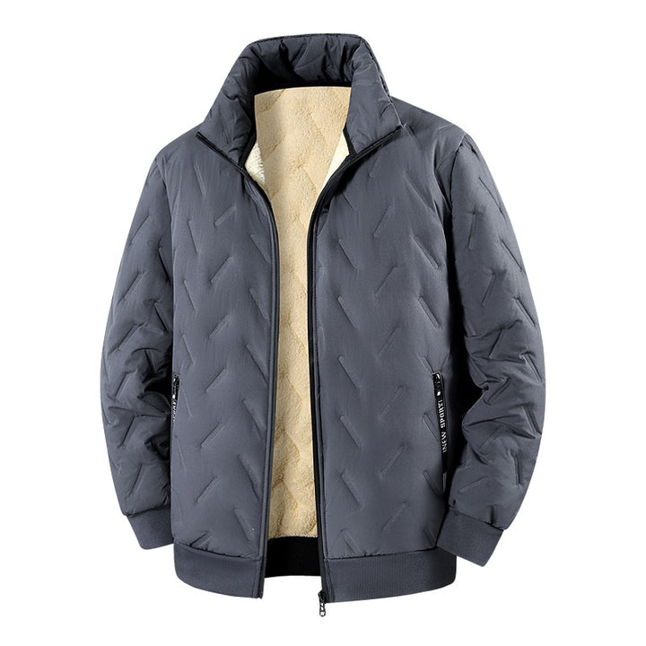 Men's Padded Jacket with Teddy Lining, Stand-up Collar & Zipper Mune Fashion