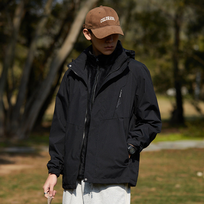Women two-layer water-repellent outdoor jacket with hood, waist adjustment and contrast piping Mune Fashion