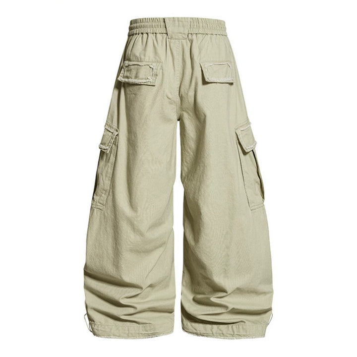 Women's Wide Cargo Pants with Elastic Waistband, Cargo Pockets, and Adjustable Hem Mune Fashion