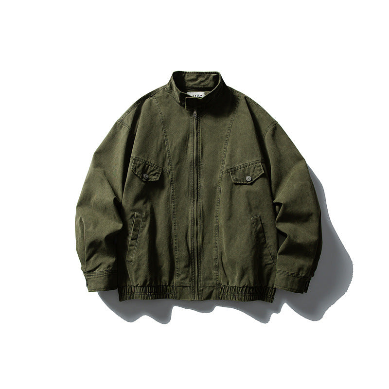 Men's Boxy Field Blouson with Stand-up Collar, Front Zip and Flap Pockets Mune Fashion