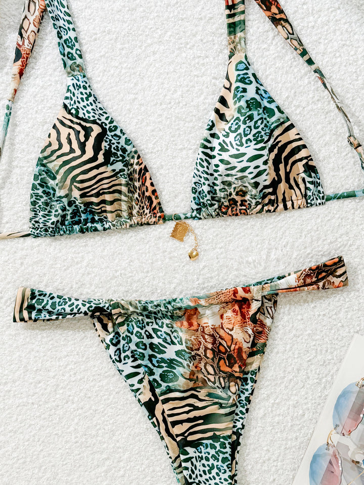 Women's triangle bikini with floral leopard pattern Mune Fashion