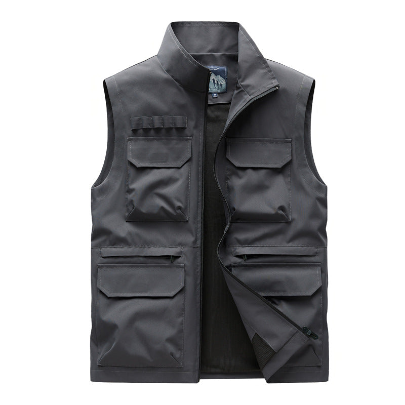 Men's Multifunctional Work Vest with Multiple Flap Pockets and Zipper Mune Fashion