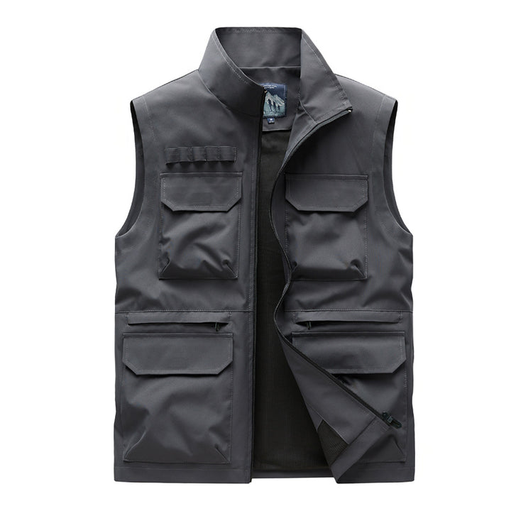 Men's Multifunctional Work Vest with Multiple Flap Pockets and Zipper Mune Fashion