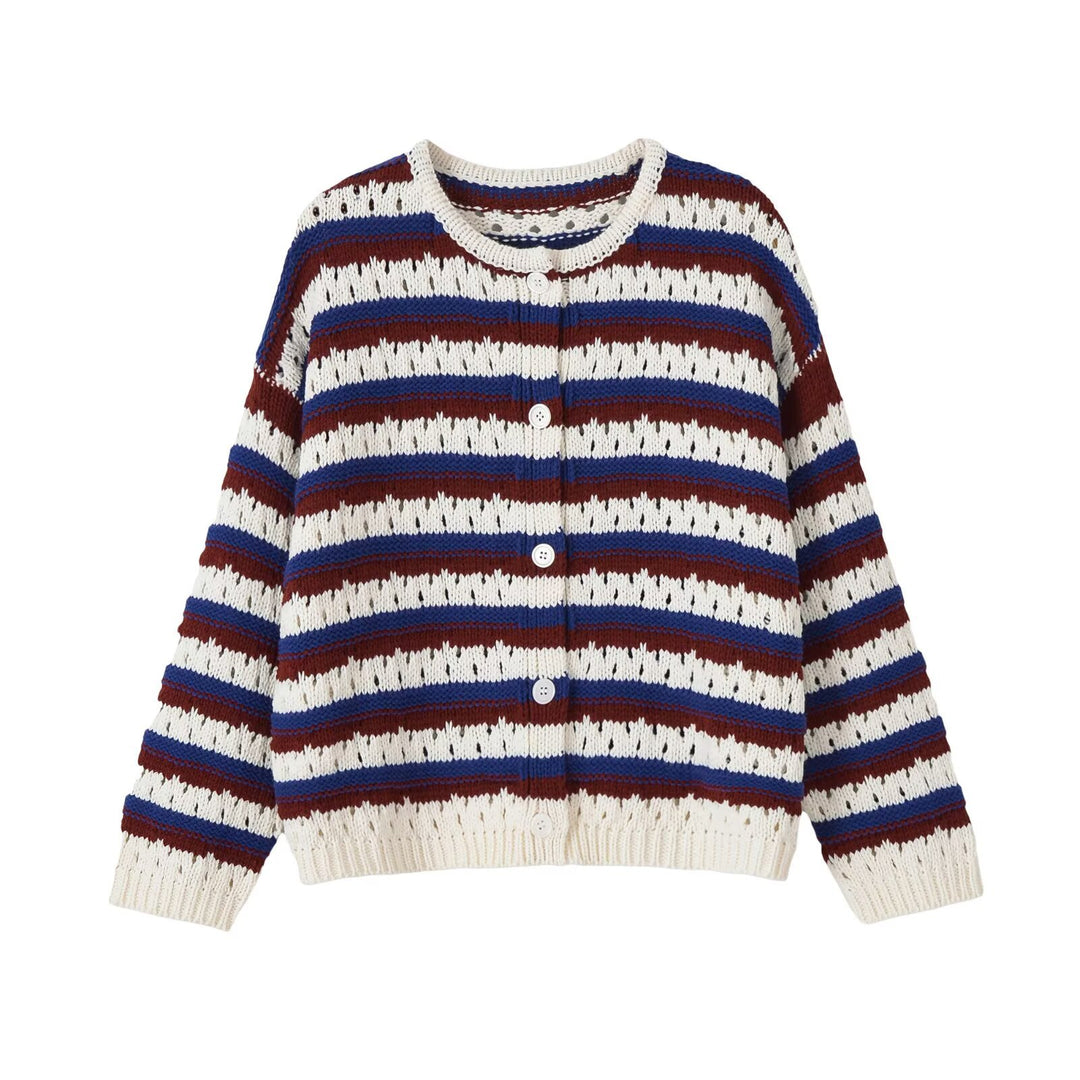 Women Loose Knit Lace Cardigan with Button Placket Mune Fashion