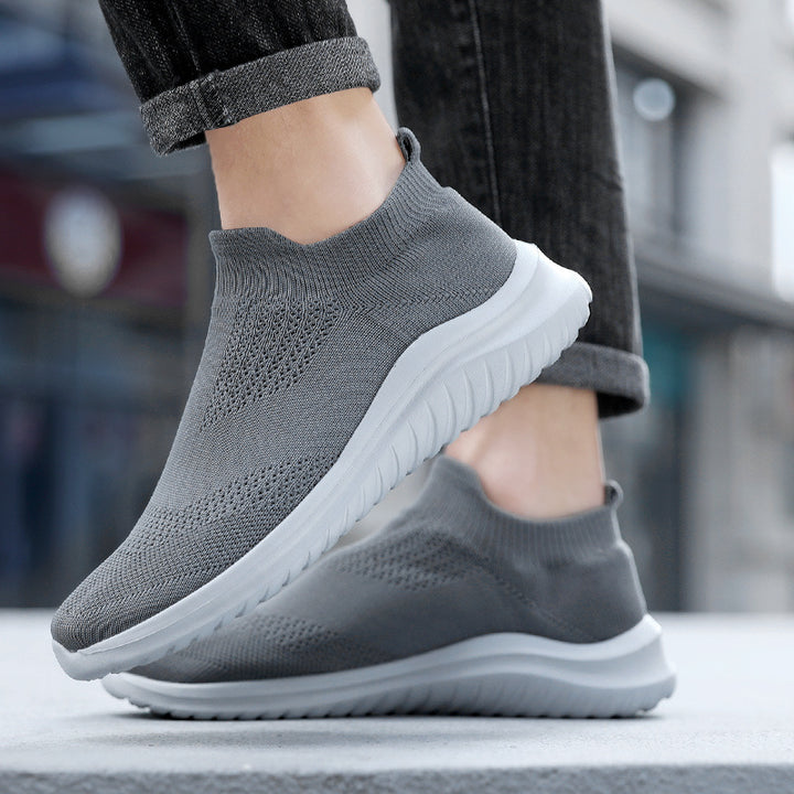 Unisex nan breathable knitted slip-on shoe with elastic shaft and shock-absorbing sole Mune Fashion