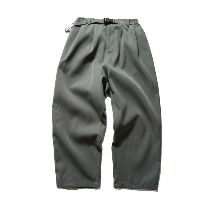 Men's Wide Cut Relaxed Pants with Elastic Waistband, Pleats and Integrated Woven Belt Mune Fashion