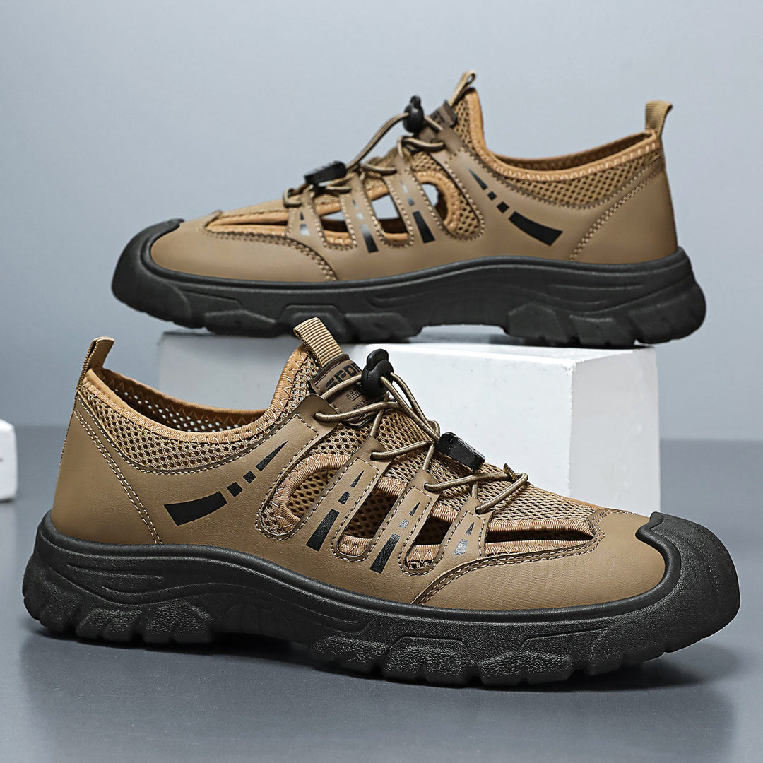 Men's sturdy outdoor sandal sneakers with breathable mesh, quick pull bungee, and grippy profile sole Mune Fashion