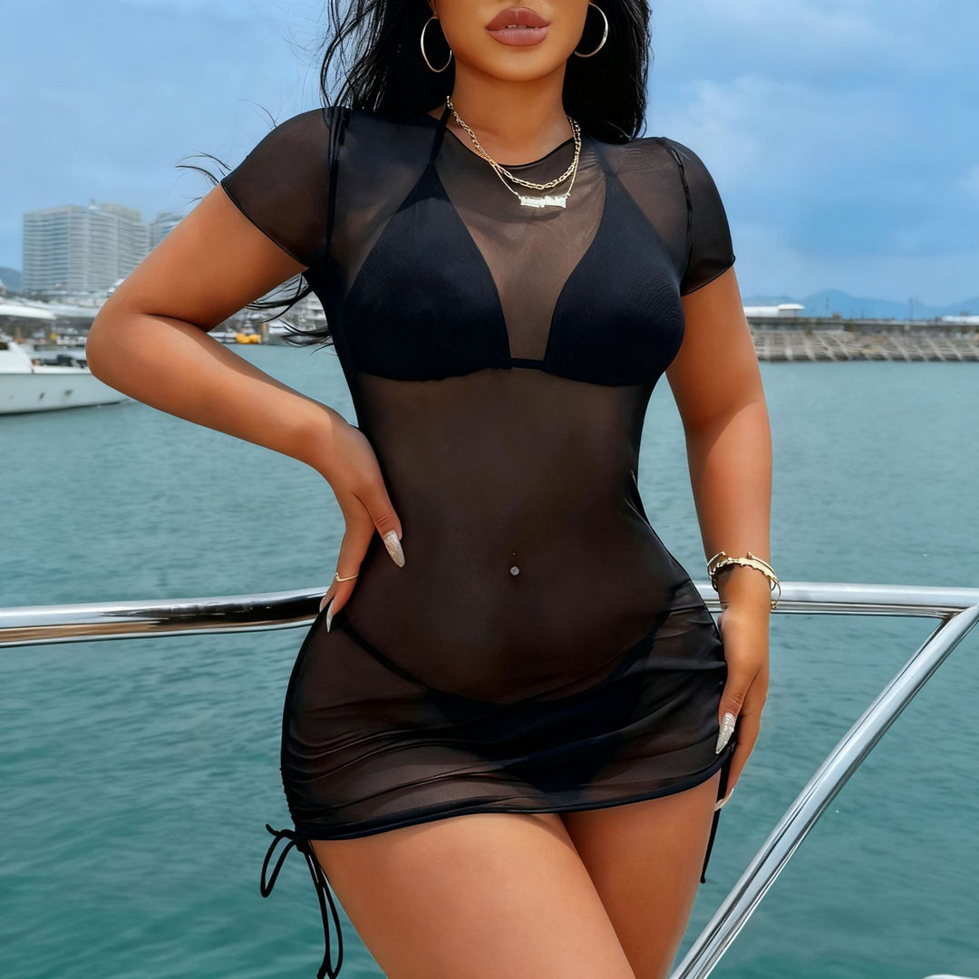 Women's beach dress with transparent top and adjustable drawstring Mune Fashion