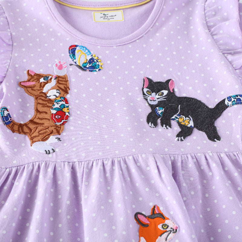 Girls casual dress with enchanting cat designs Mune Fashion