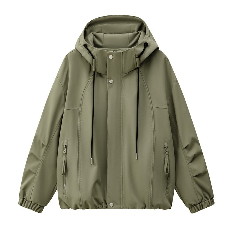 Men's Lightweight Hooded Utility Transition Jacket with Water-Repellent Outer Shell and Elastic Hem Mune Fashion