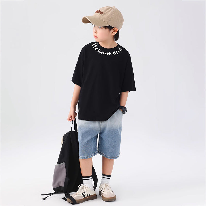 Boys loose denim shorts with trendy color gradient Mune Fashion