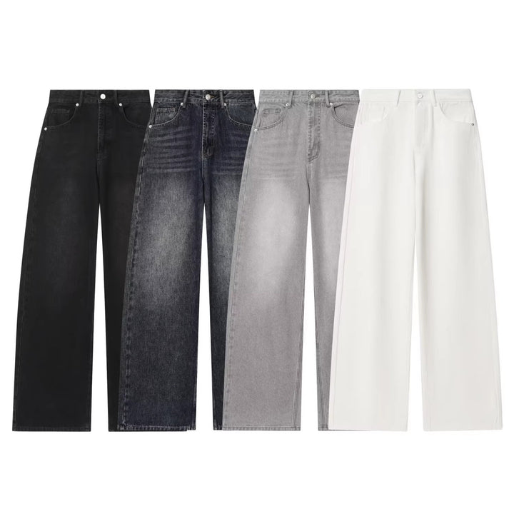 Women's High-Waisted Jeans with Wide Leg and Straight Cut Mune Fashion