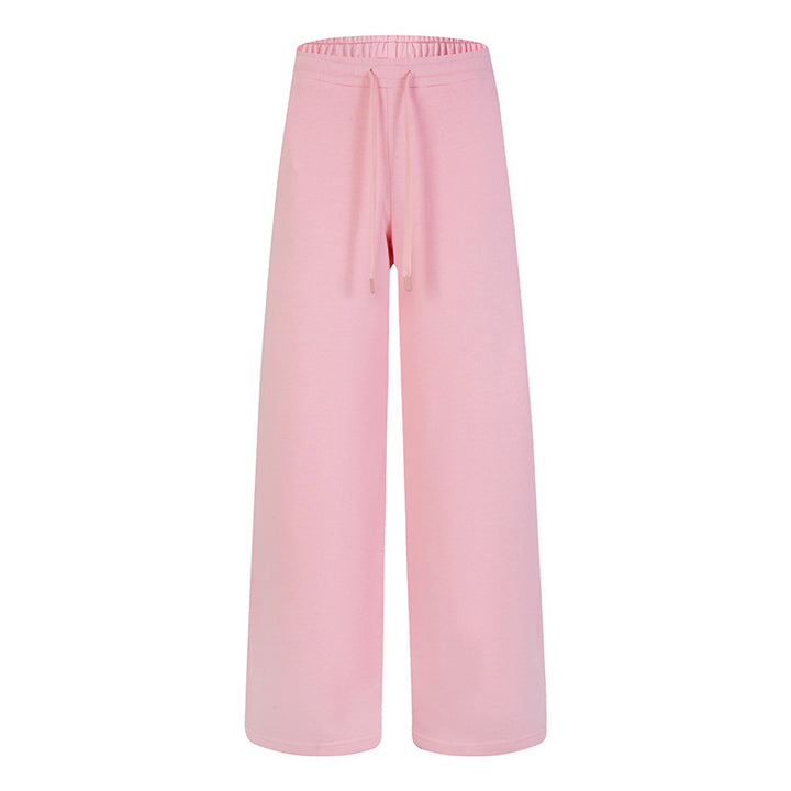 Women's Loose Lounge Jogging Pants with High Waist and Drawstring Mune Fashion
