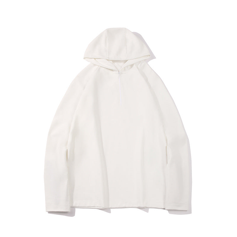 Men's Lightweight Half-Zip Hoodie in Oversized Relaxed Fit made of Technical Jersey Mune Fashion
