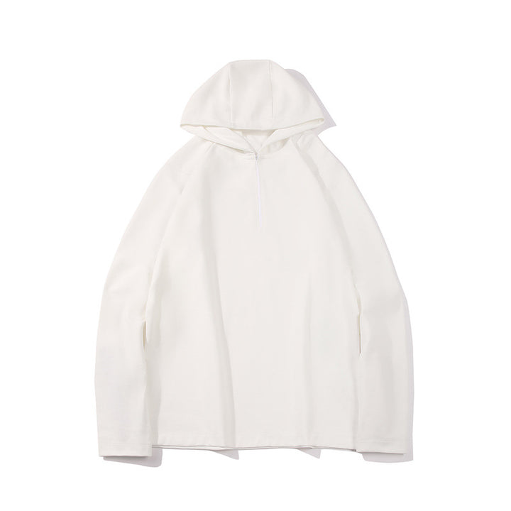 Men's Lightweight Half-Zip Hoodie in Oversized Relaxed Fit made of Technical Jersey Mune Fashion