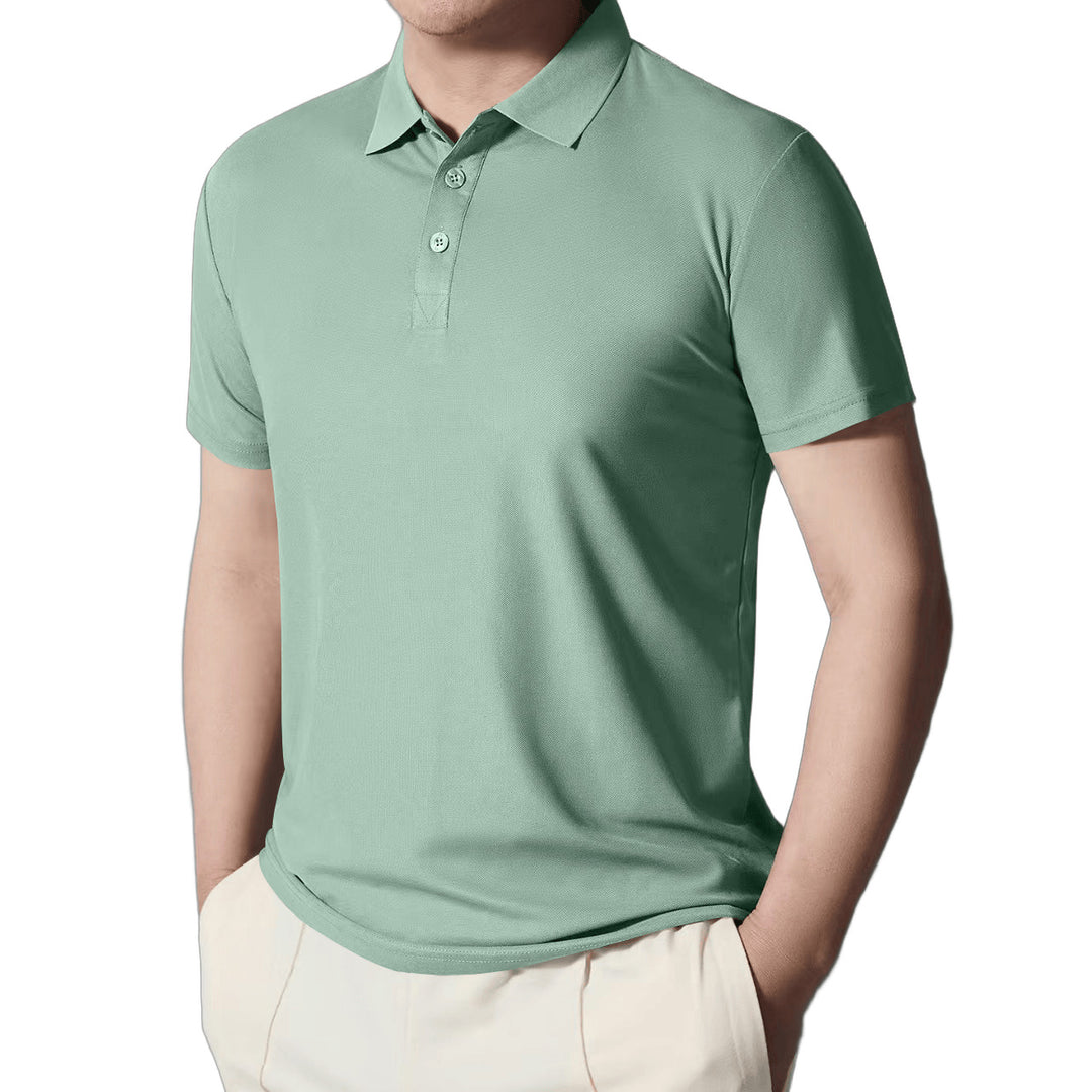 Men's fitted short-sleeve polo shirt made of stretchy jersey with shirt collar and short button placket Mune Fashion
