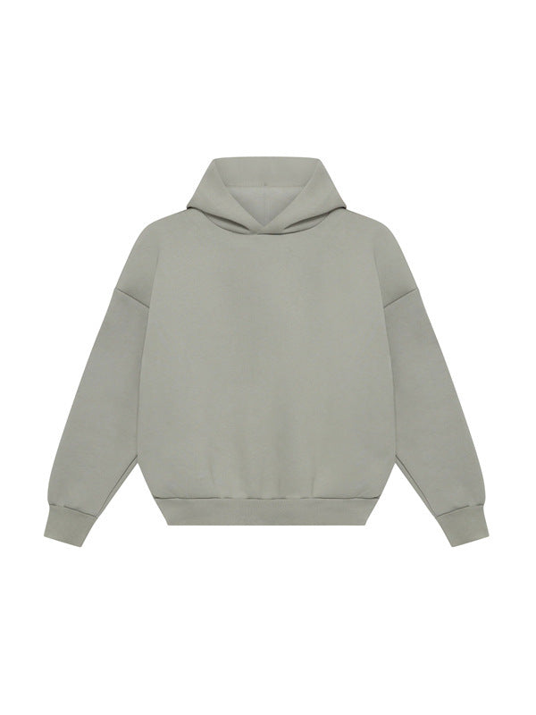 Unisex minimalist hoodie without kangaroo pocket with dropped shoulder and ribbed hem Mune Fashion