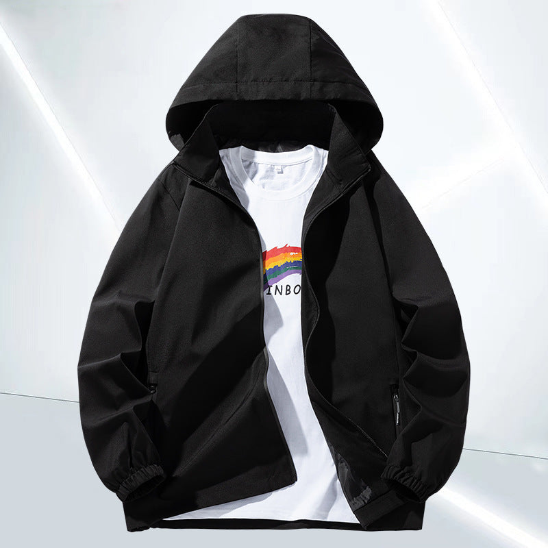Men's Minimalist Softshell Hoodie Anorak with Water-Repellent Surface & Zipper Pockets Mune Fashion