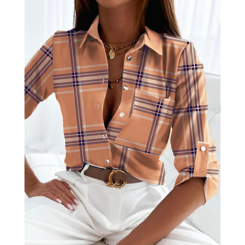 Women's satin blouse with graphic all-over print and tailored fit Mune Fashion