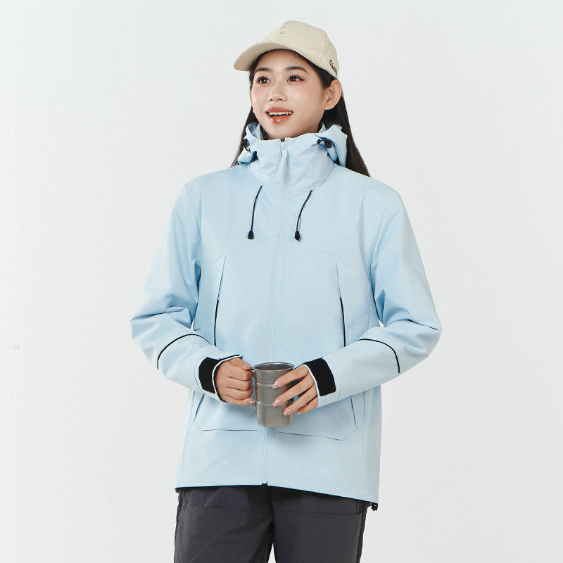 Women's Lightweight Wind and Water Repellent Softshell Trekking Jacket with Adjustable Hood Mune Fashion