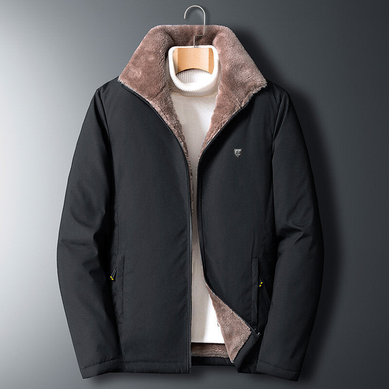 Men's Quilted Transitional Jacket with Teddy Lining and High Stand-Up Collar Mune Fashion