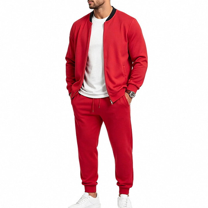 Men's Nan Sportives Two-Piece Jogging Suit Set with Bomber Jacket and Tapered Jogging Pants Mune Fashion