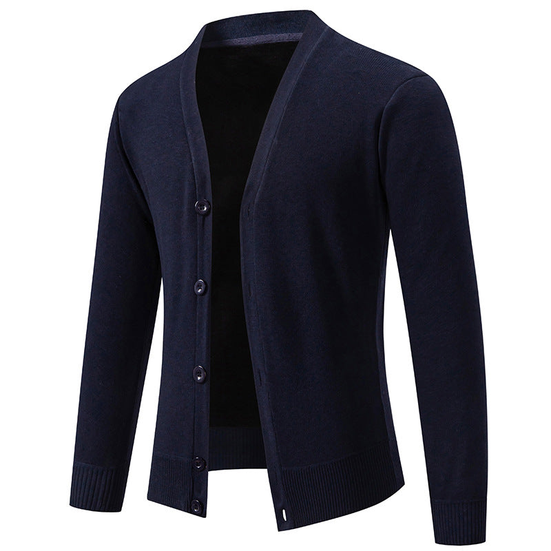Men's lightweight fine knit cardigan with V-neck, concealed button placket and elastic ribbed cuffs Mune Fashion